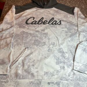 Cabelas Hoodie Sweatshirt Size XL Gray White Camo